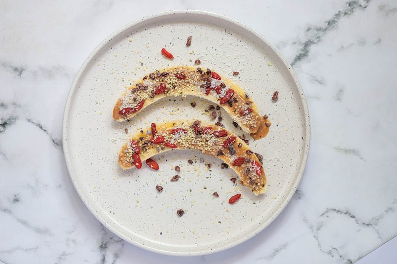 Delicious banana boats topped with healthy ingredients