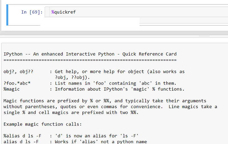 Quick reference for magic commands in Jupyter Notebook