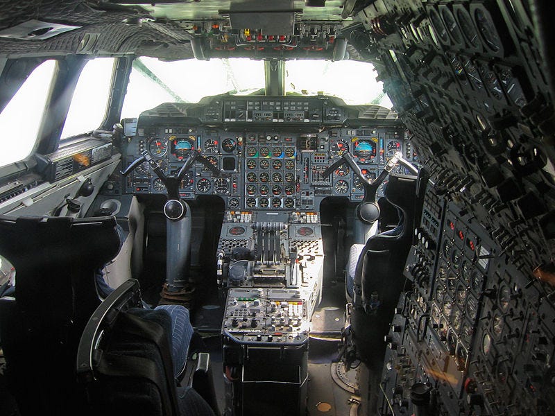 Concorde cockpit showcasing advanced controls