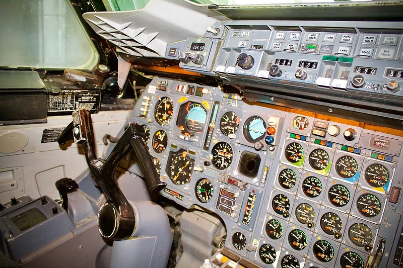 Close-up of Concorde cockpit controls