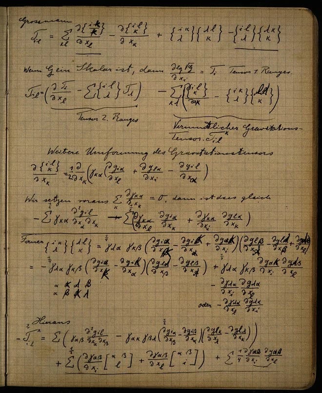 Page from Einstein's Zurich notebook