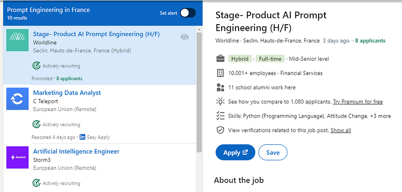 Demand for Prompt Engineering Skills