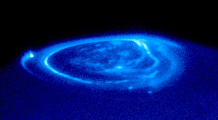 Hubble Space Telescope's view of Jupiter's auroras.