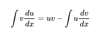 Diagram illustrating the integration by parts formula.