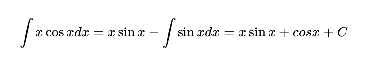 Example calculation using integration by parts.