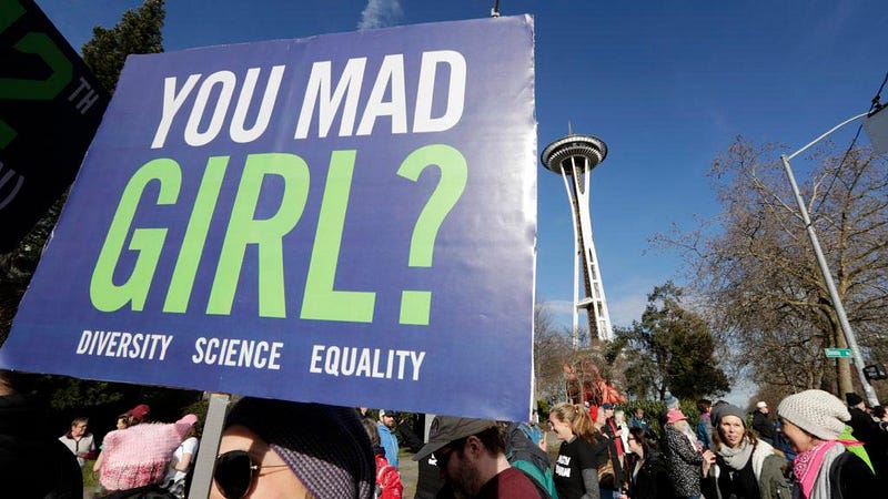 Protesters advocating for women's rights during a march