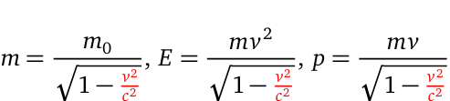 Relativistic mass-energy-momentum equations