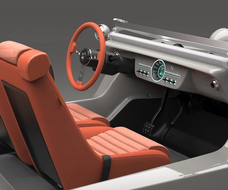 Interior view of the Meyers Manx Resorter with dashboard