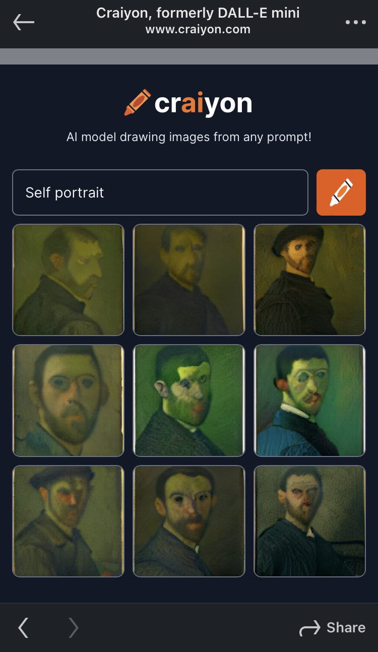 AI-generated self-portrait representation