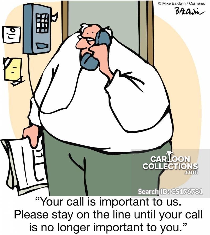 Cartoon depicting frustration with automated customer service