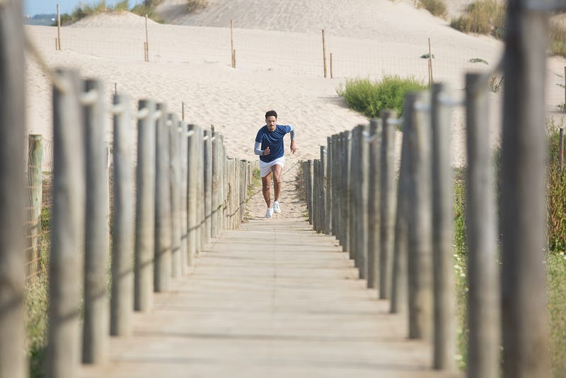 Runner performing dynamic stretches