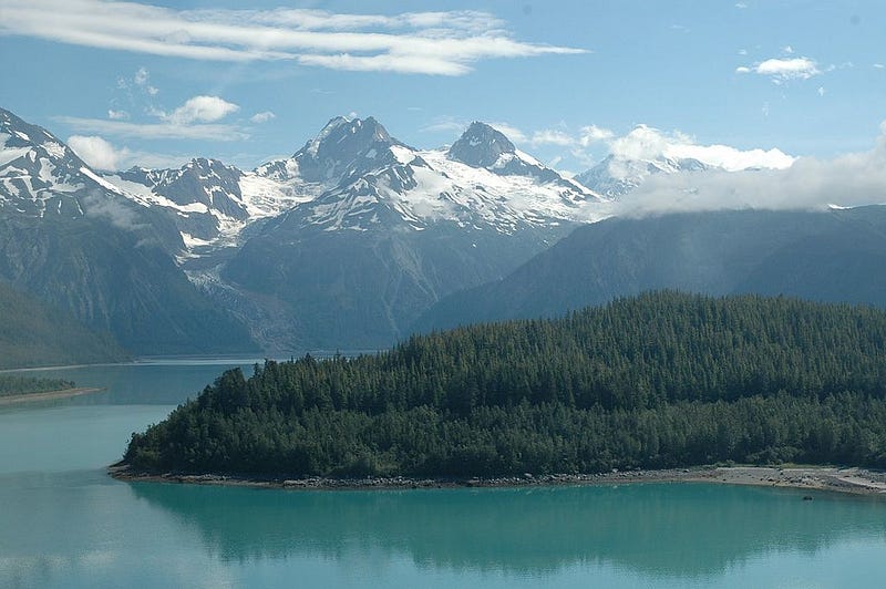 Aerial view of Lituya Bay, Alaska today