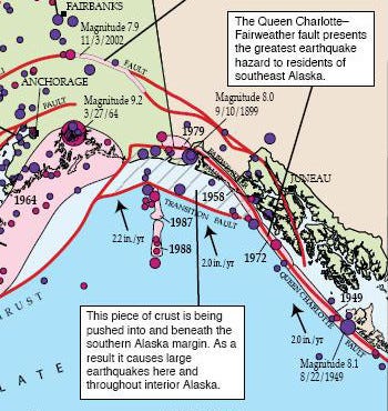 Diagram of the 1958 earthquake's impact area