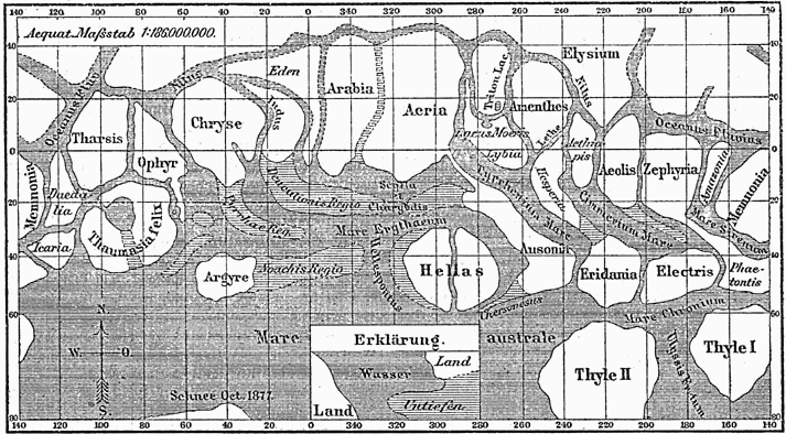 Schiaparelli's map of Martian canals