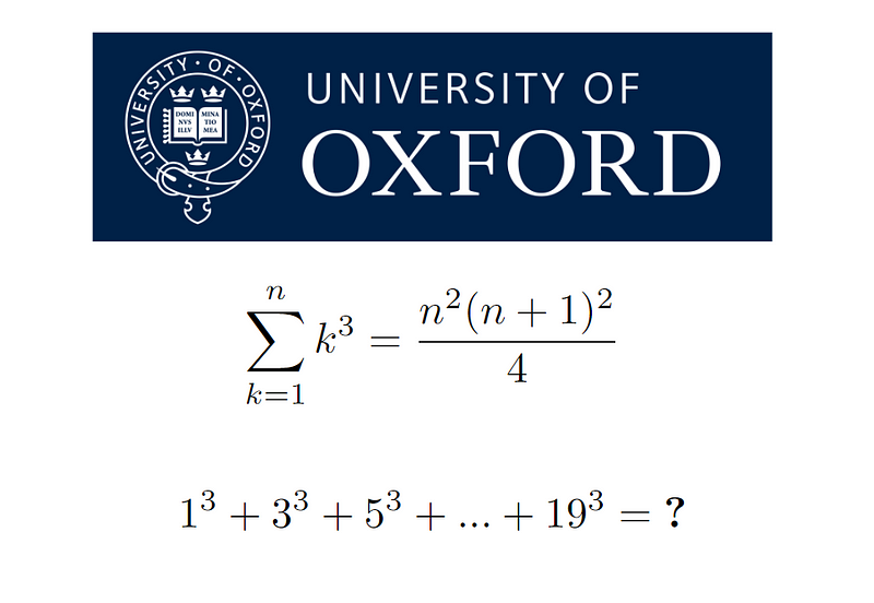 Visualization of the math problem involving odd cubes