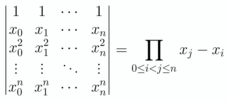 Vandermonde determinant illustration