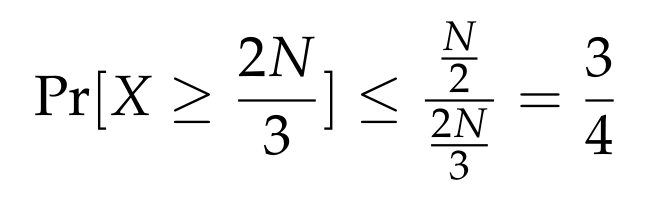 Formula demonstrating the application of Markov's inequality.