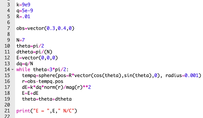 Code for Electric Field Calculation