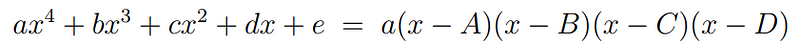 Factored form of a quartic polynomial